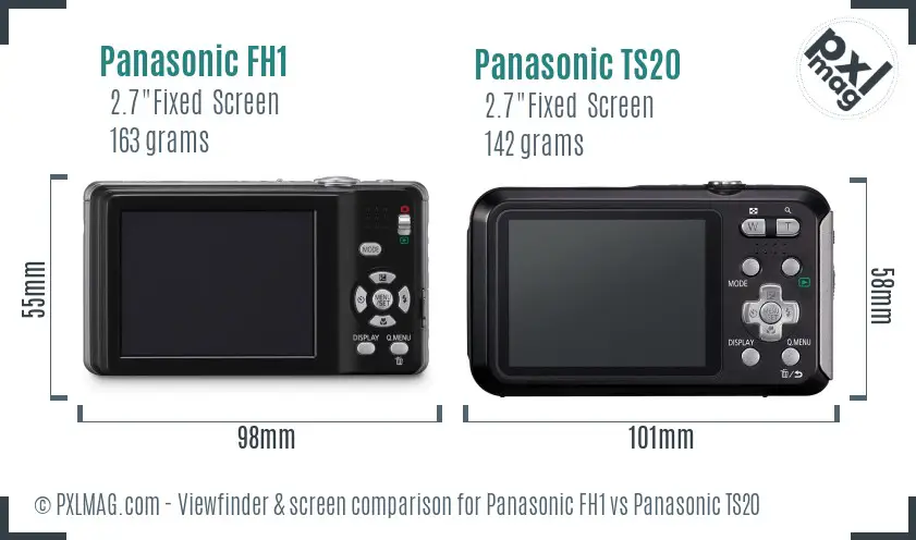 Panasonic FH1 vs Panasonic TS20 Screen and Viewfinder comparison