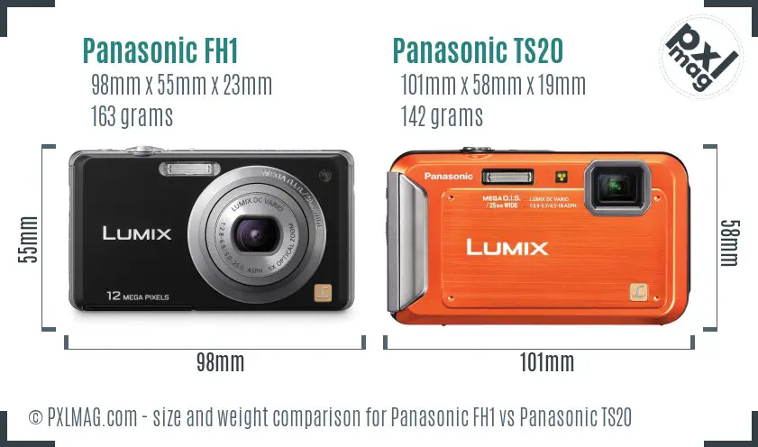 Panasonic FH1 vs Panasonic TS20 size comparison