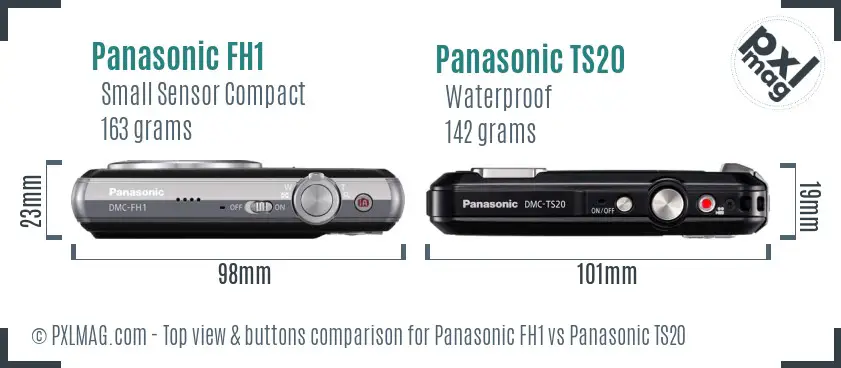 Panasonic FH1 vs Panasonic TS20 top view buttons comparison