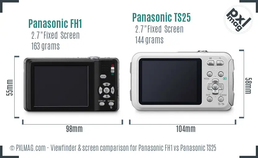Panasonic FH1 vs Panasonic TS25 Screen and Viewfinder comparison