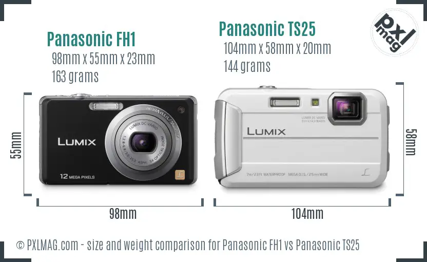 Panasonic FH1 vs Panasonic TS25 size comparison