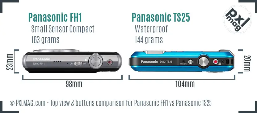 Panasonic FH1 vs Panasonic TS25 top view buttons comparison
