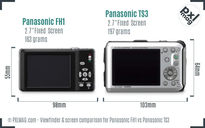 Panasonic FH1 vs Panasonic TS3 Screen and Viewfinder comparison