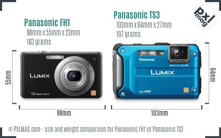 Panasonic FH1 vs Panasonic TS3 size comparison