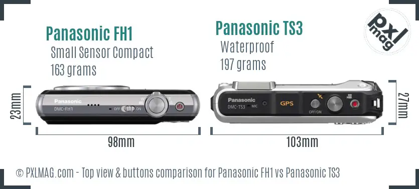 Panasonic FH1 vs Panasonic TS3 top view buttons comparison