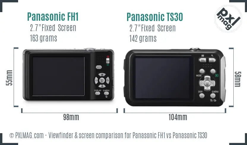 Panasonic FH1 vs Panasonic TS30 Screen and Viewfinder comparison