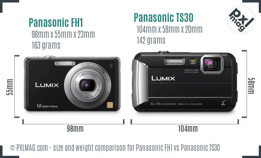 Panasonic FH1 vs Panasonic TS30 size comparison