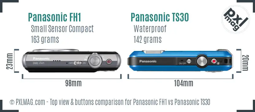 Panasonic FH1 vs Panasonic TS30 top view buttons comparison