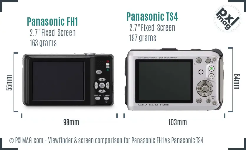 Panasonic FH1 vs Panasonic TS4 Screen and Viewfinder comparison
