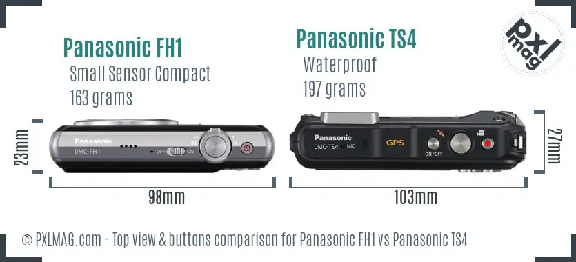 Panasonic FH1 vs Panasonic TS4 top view buttons comparison