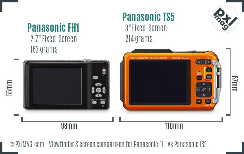Panasonic FH1 vs Panasonic TS5 Screen and Viewfinder comparison