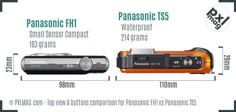 Panasonic FH1 vs Panasonic TS5 top view buttons comparison