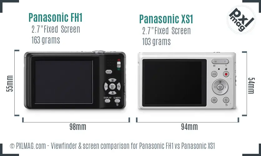 Panasonic FH1 vs Panasonic XS1 Screen and Viewfinder comparison