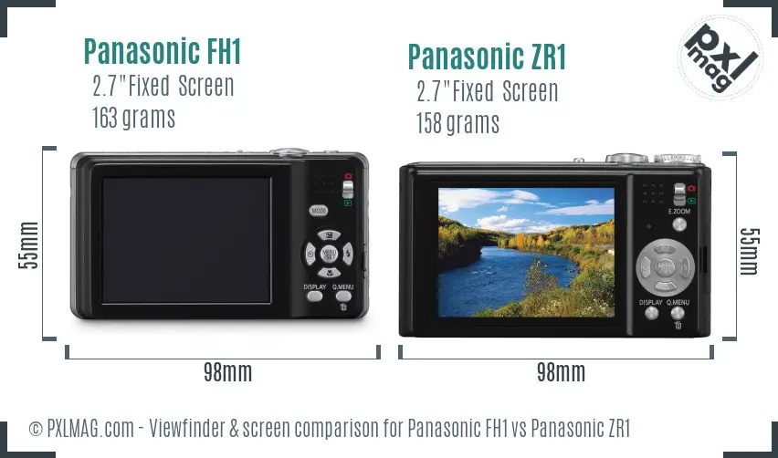 Panasonic FH1 vs Panasonic ZR1 Screen and Viewfinder comparison