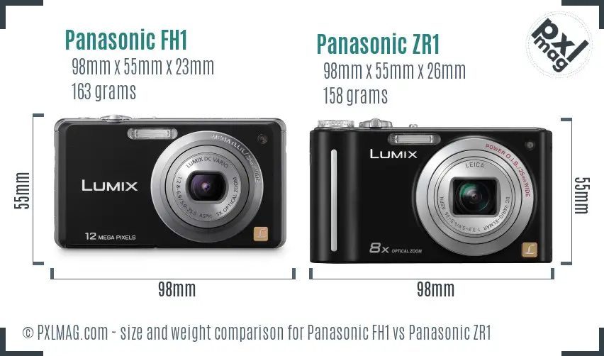 Panasonic FH1 vs Panasonic ZR1 size comparison