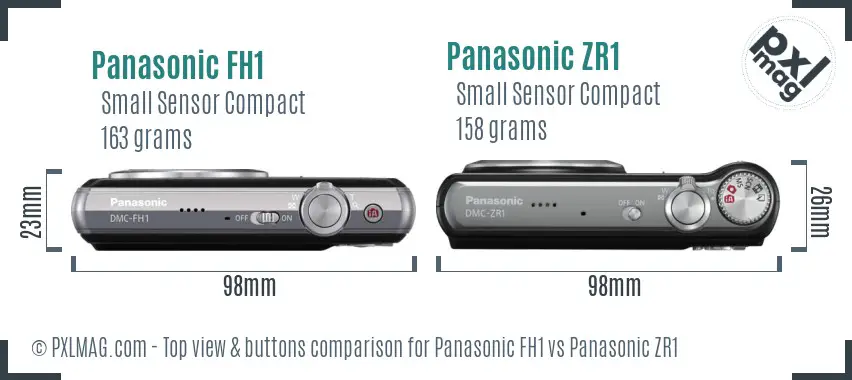 Panasonic FH1 vs Panasonic ZR1 top view buttons comparison