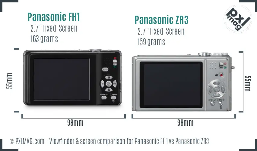 Panasonic FH1 vs Panasonic ZR3 Screen and Viewfinder comparison