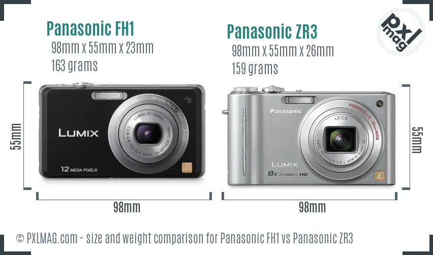 Panasonic FH1 vs Panasonic ZR3 size comparison