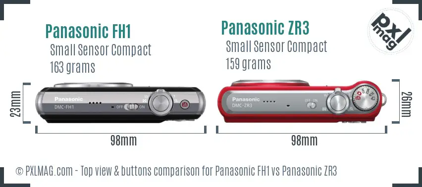 Panasonic FH1 vs Panasonic ZR3 top view buttons comparison