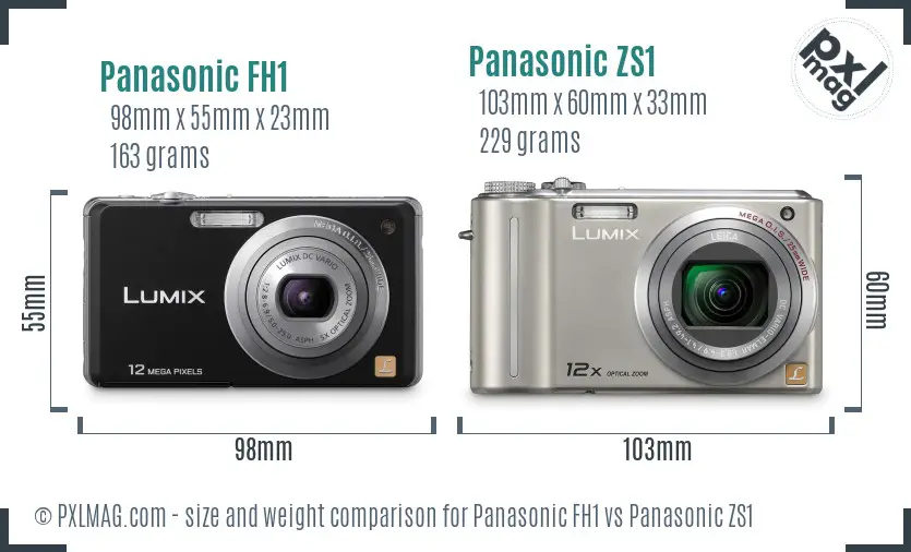 Panasonic FH1 vs Panasonic ZS1 size comparison