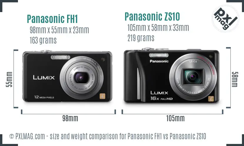 Panasonic FH1 vs Panasonic ZS10 size comparison