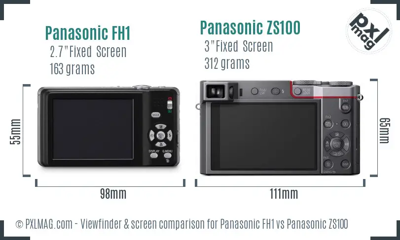 Panasonic FH1 vs Panasonic ZS100 Screen and Viewfinder comparison