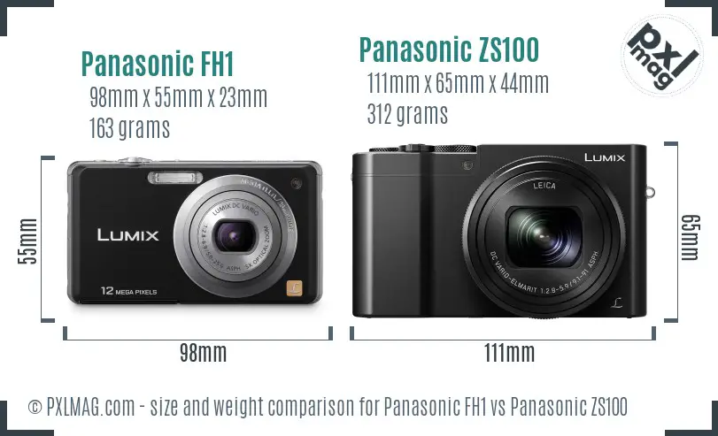 Panasonic FH1 vs Panasonic ZS100 size comparison