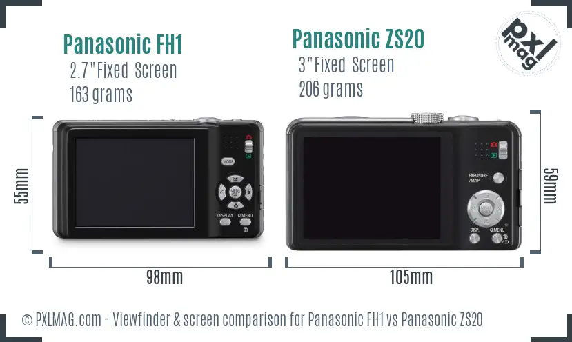 Panasonic FH1 vs Panasonic ZS20 Screen and Viewfinder comparison