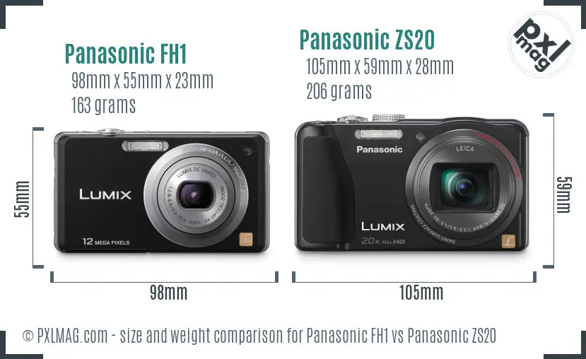 Panasonic FH1 vs Panasonic ZS20 size comparison