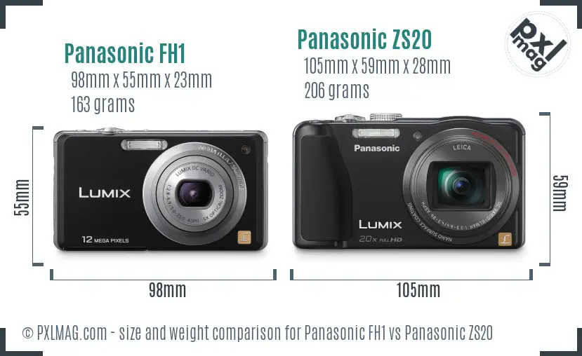 Panasonic FH1 vs Panasonic ZS20 size comparison Panasonic FH1 vs Panasonic ZS20 size comparison