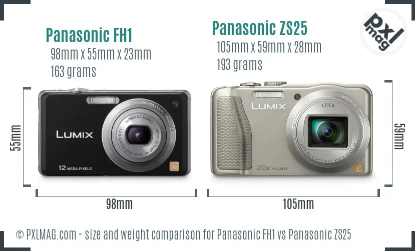 Panasonic FH1 vs Panasonic ZS25 size comparison