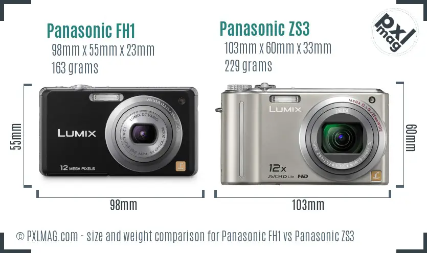 Panasonic FH1 vs Panasonic ZS3 size comparison