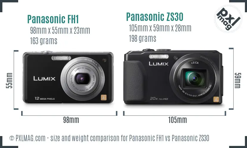 Panasonic FH1 vs Panasonic ZS30 size comparison