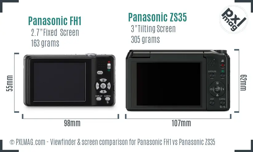 Panasonic FH1 vs Panasonic ZS35 Screen and Viewfinder comparison