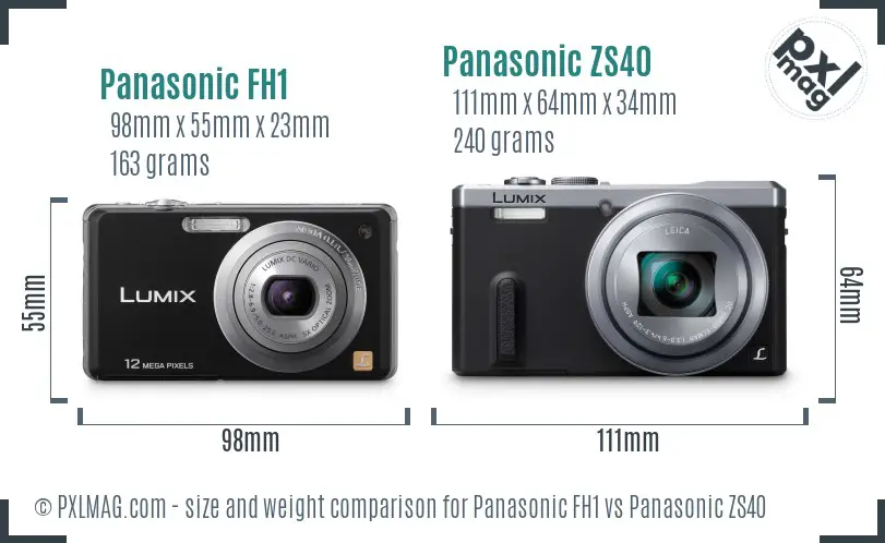 Panasonic FH1 vs Panasonic ZS40 size comparison