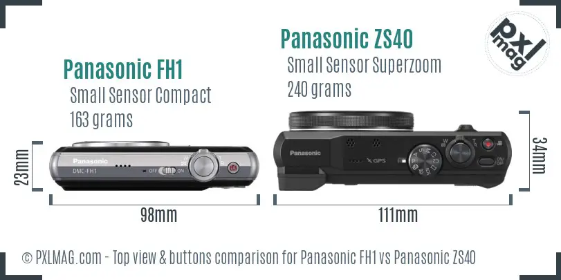Panasonic FH1 vs Panasonic ZS40 top view buttons comparison