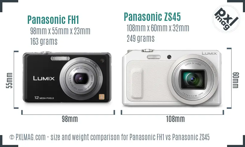 Panasonic FH1 vs Panasonic ZS45 size comparison