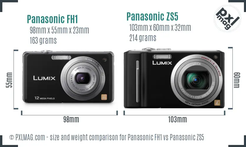 Panasonic FH1 vs Panasonic ZS5 size comparison