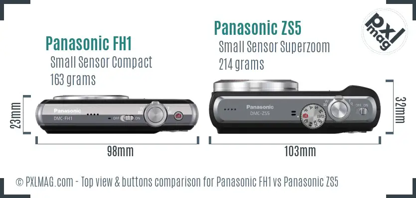 Panasonic FH1 vs Panasonic ZS5 top view buttons comparison