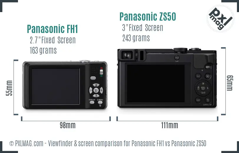 Panasonic FH1 vs Panasonic ZS50 Screen and Viewfinder comparison