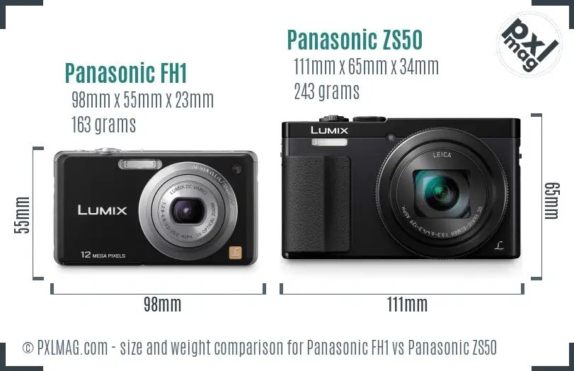 Panasonic FH1 vs Panasonic ZS50 size comparison
