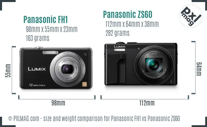 Panasonic FH1 vs Panasonic ZS60 size comparison