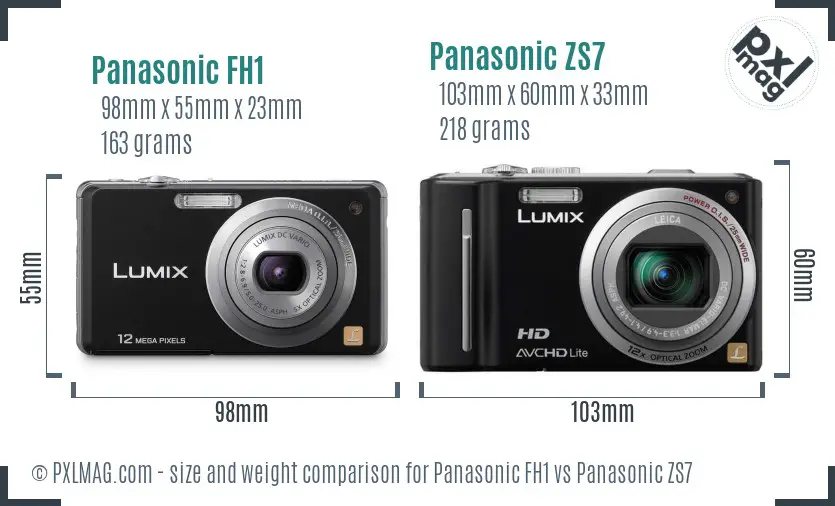 Panasonic FH1 vs Panasonic ZS7 size comparison