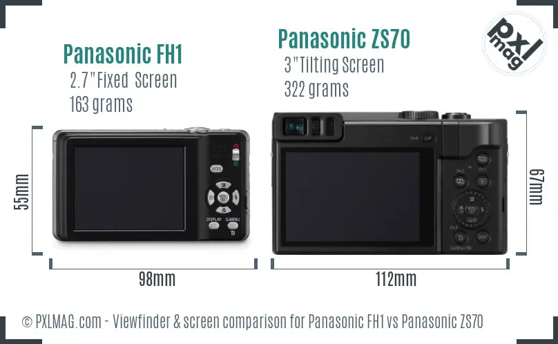 Panasonic FH1 vs Panasonic ZS70 Screen and Viewfinder comparison
