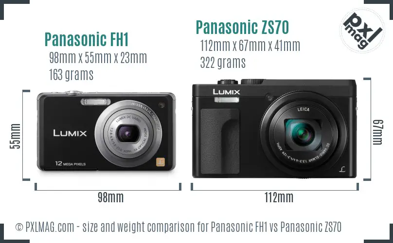 Panasonic FH1 vs Panasonic ZS70 size comparison