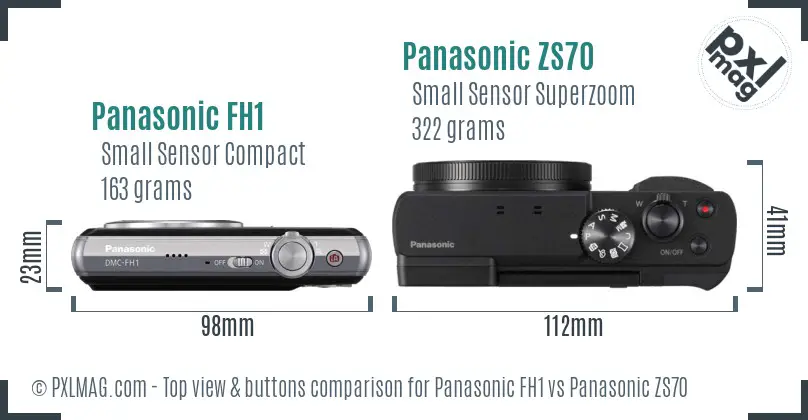 Panasonic FH1 vs Panasonic ZS70 top view buttons comparison
