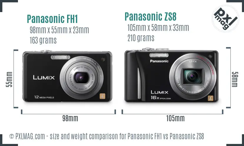 Panasonic FH1 vs Panasonic ZS8 size comparison