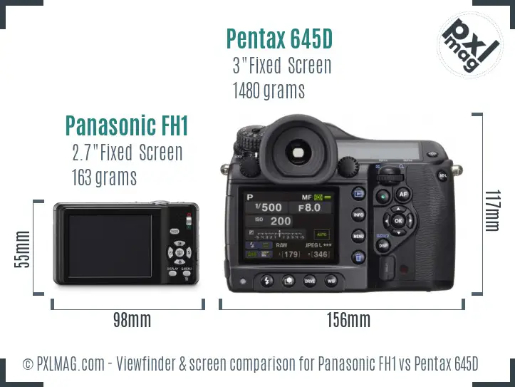 Panasonic FH1 vs Pentax 645D Screen and Viewfinder comparison