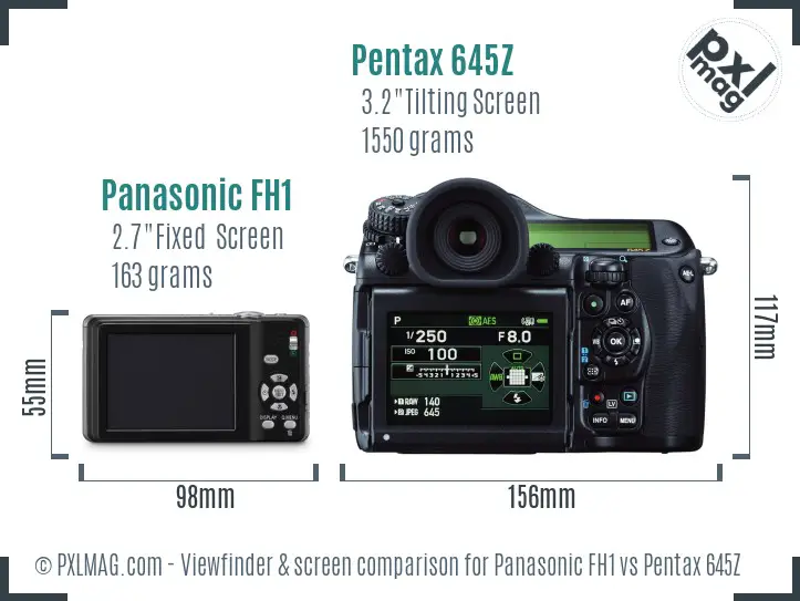 Panasonic FH1 vs Pentax 645Z Screen and Viewfinder comparison