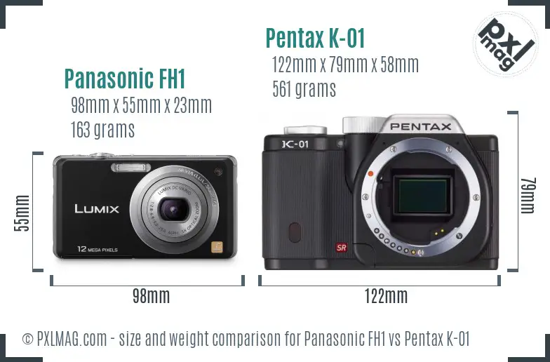 Panasonic FH1 vs Pentax K-01 size comparison